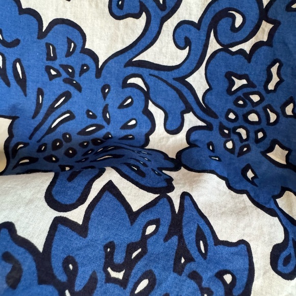 Blue Floral Tunic Orange Trim Light Weight 100% Cotton US Size 4 Beach Cover Up - Picture 7 of 15